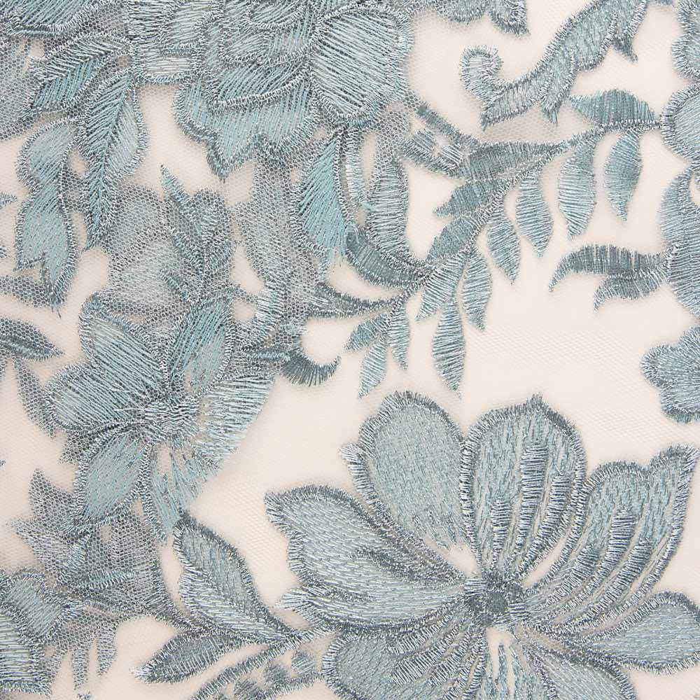 Tul Bordado Flor Porcelana - Ribes y Casals