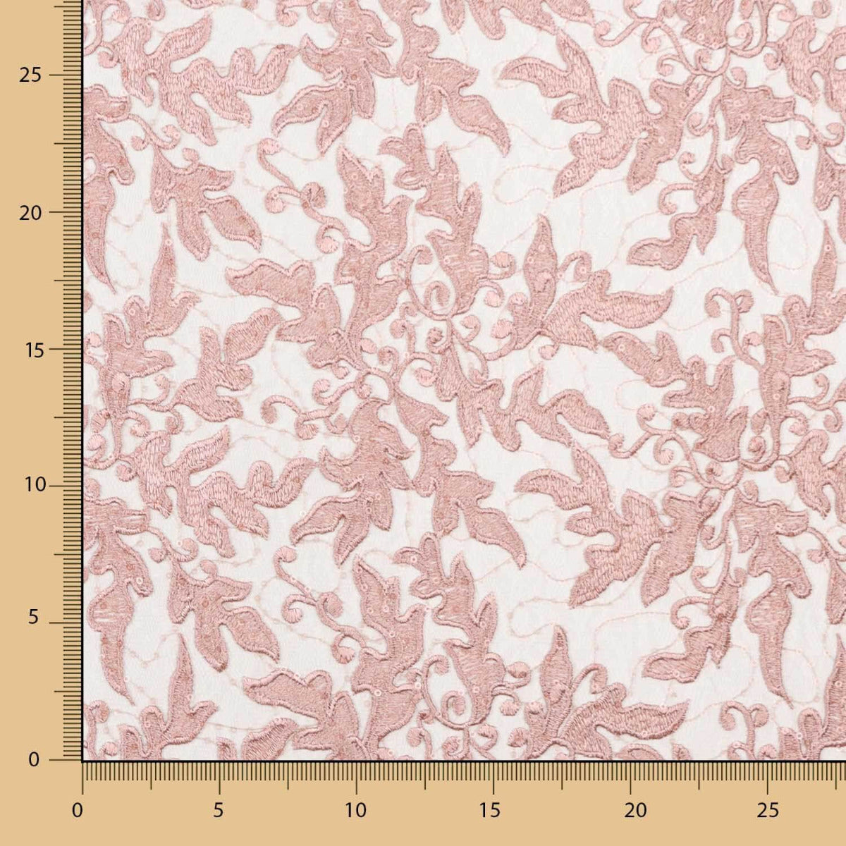 Tul Bordado Flor Rosa Nude - Ribes y Casals