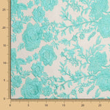 Tul Bordado Flor Verde Mint - Ribes y Casals