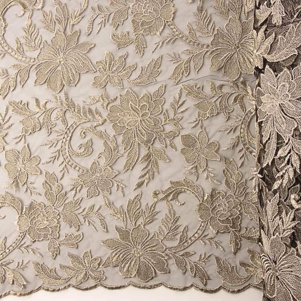 Tul Bordado Flor Visón - Ribes y Casals