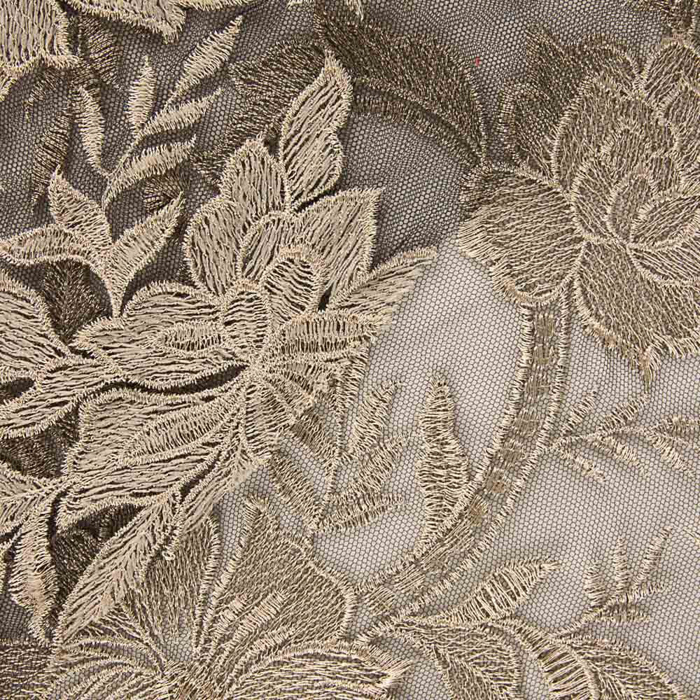 Tul Bordado Flor Visón - Ribes y Casals