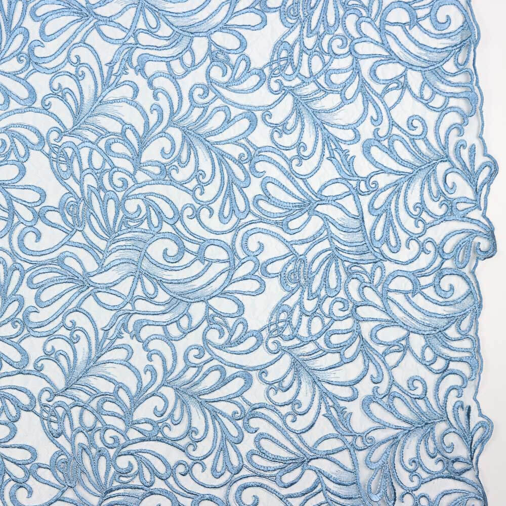 Tul Bordado Geo Azul Denim - Ribes y Casals