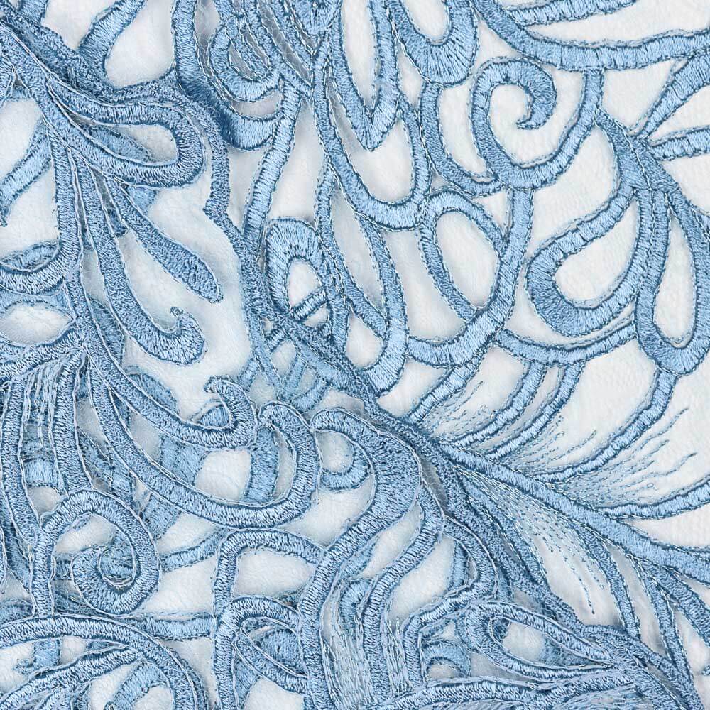 Tul Bordado Geo Azul Denim - Ribes y Casals