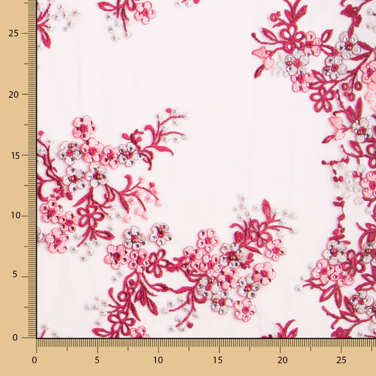Tul Lentejuela Jardín Fresa - Ribes y Casals