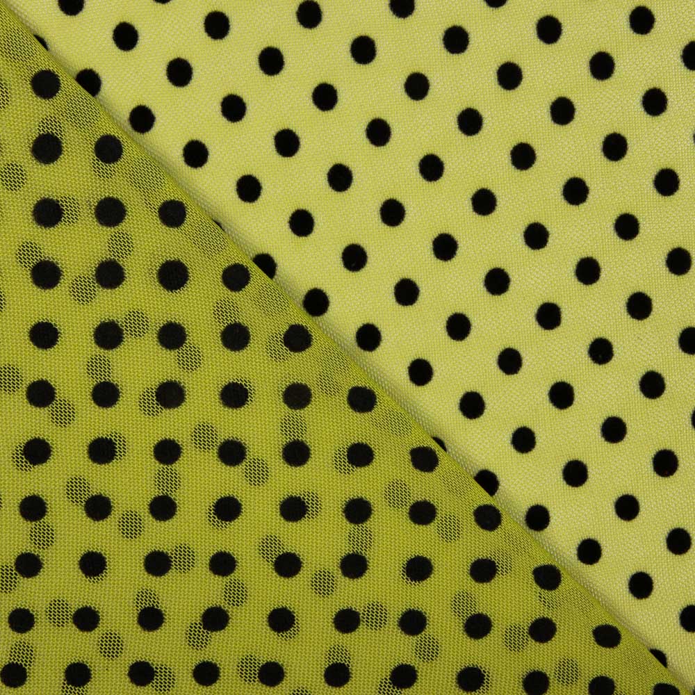 Tul Lycra Flocado Verde Lima - Ribes y Casals