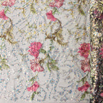 Tul Pedrería Bordado Floral Negro - Ribes y Casals