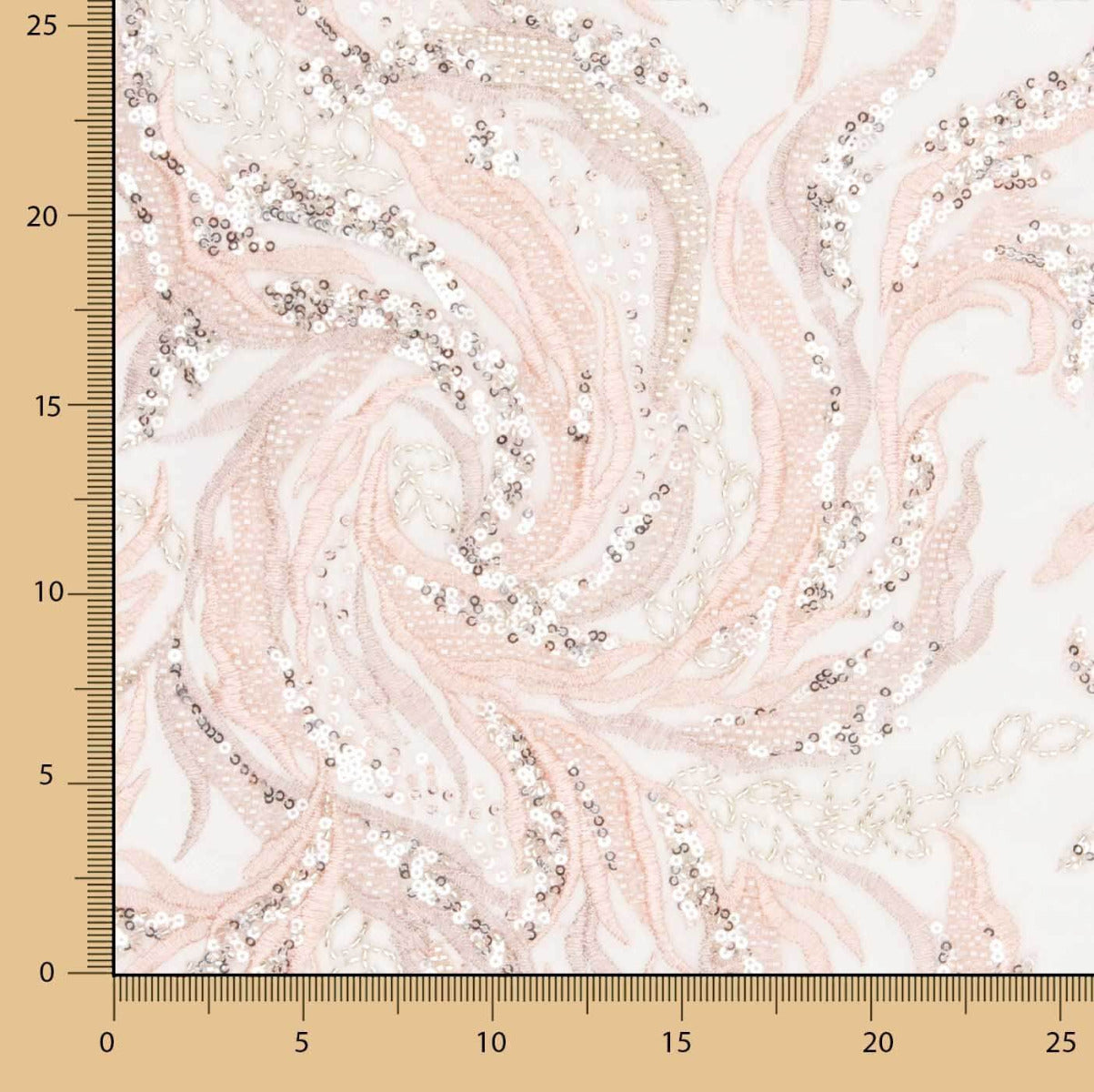 Tul Pedrería Bordado Rosa Claro - Ribes y Casals