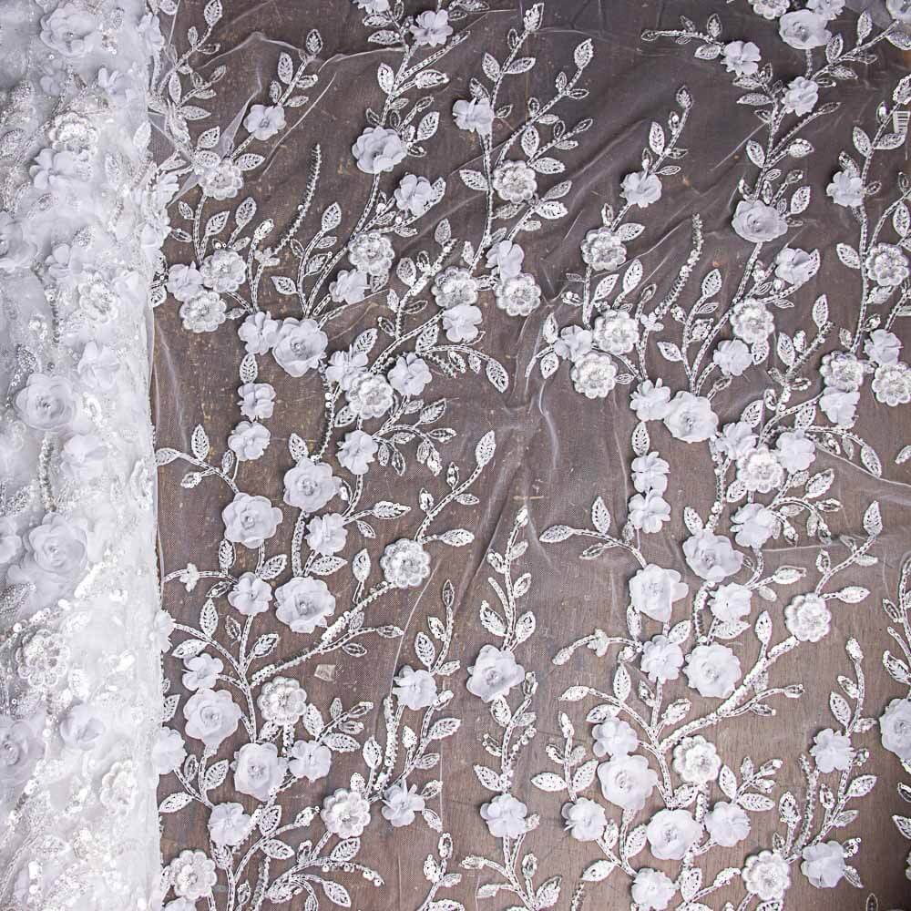 Tul Pedrería Novia Flor Blanca - Ribes y Casals