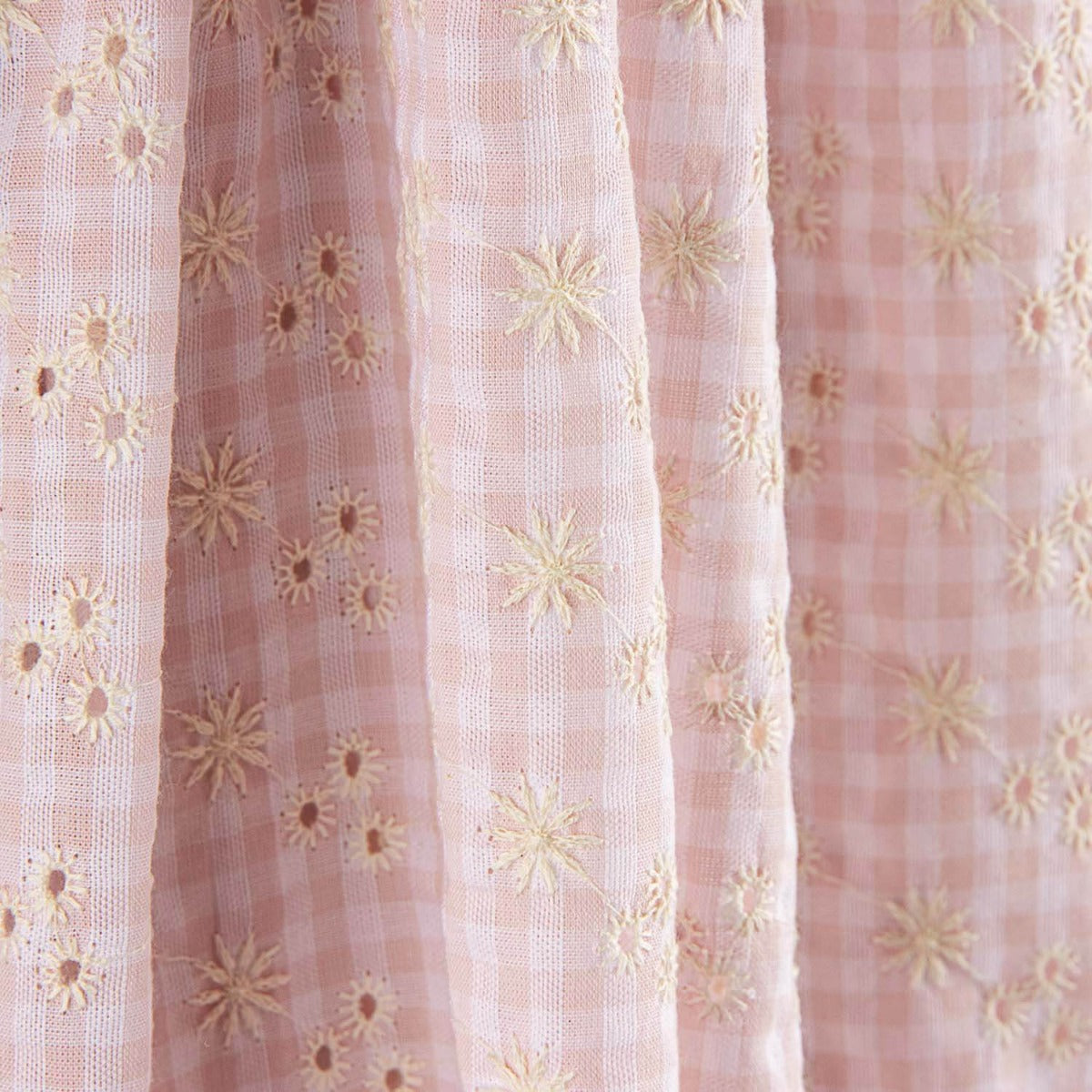 Retal Vichy Bordado Suizo Seersucker Rosa 50x145 cms - Ribes y Casals