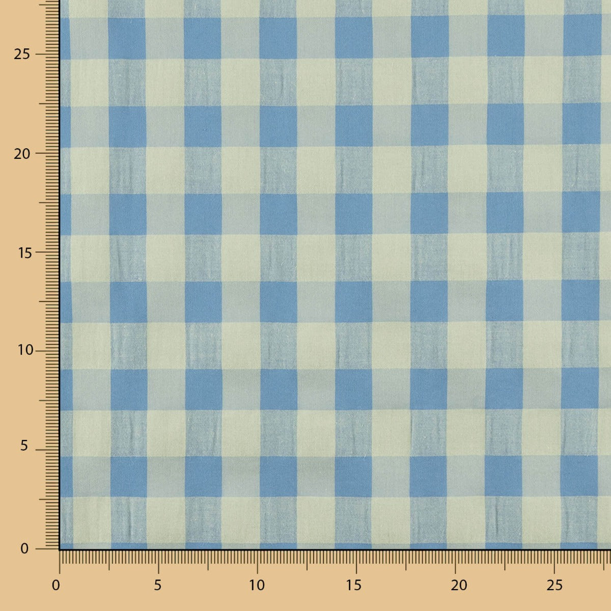 Algodón Seersucker Cuadro Maxi Azul-Verde - Ribes y Casals