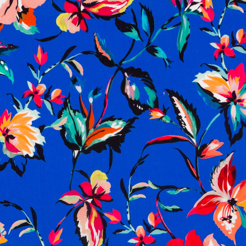 Viscosa Bambula Floral Azul - Ribes y Casals
