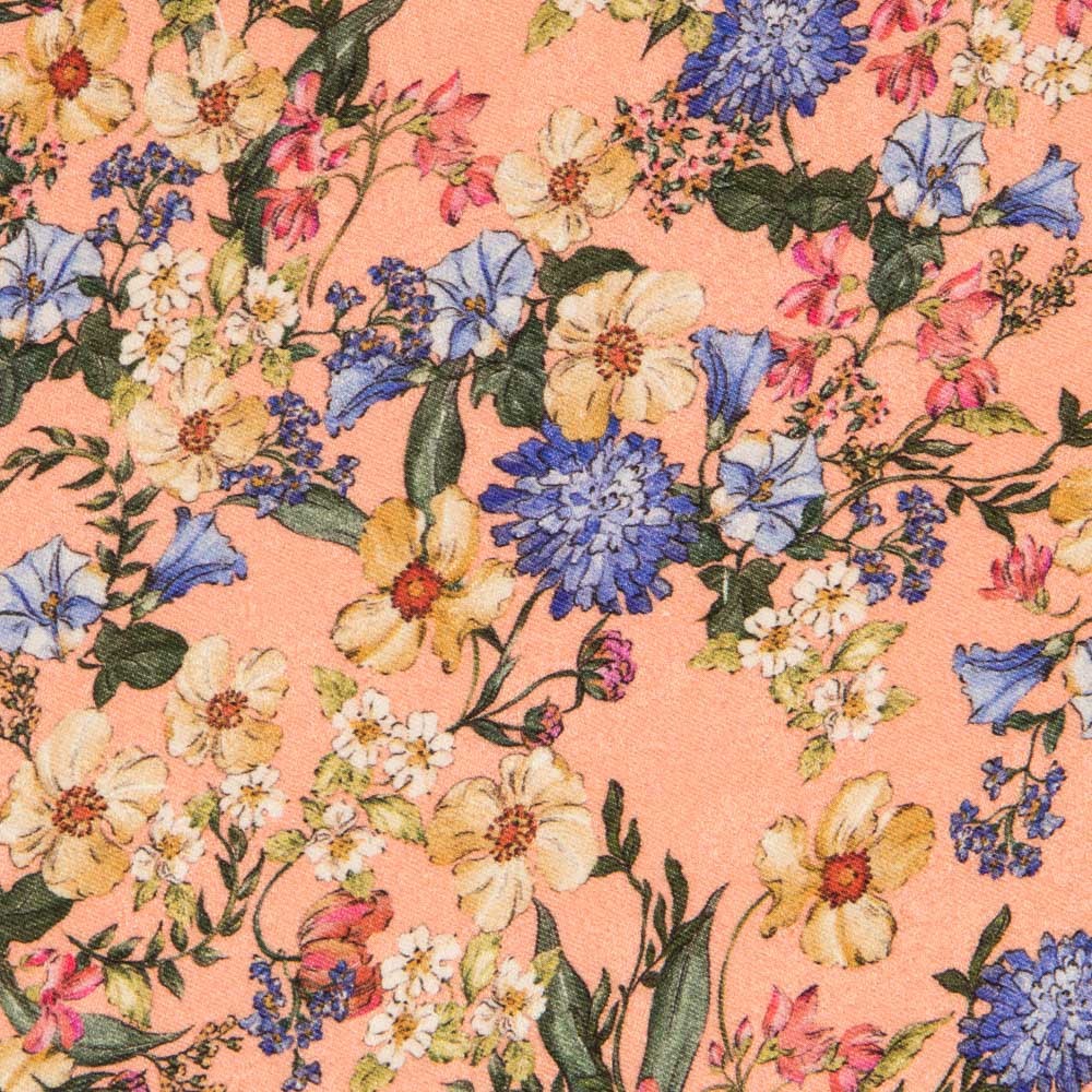 Viscosa Estampada Botánico Melocotón - Ribes y Casals
