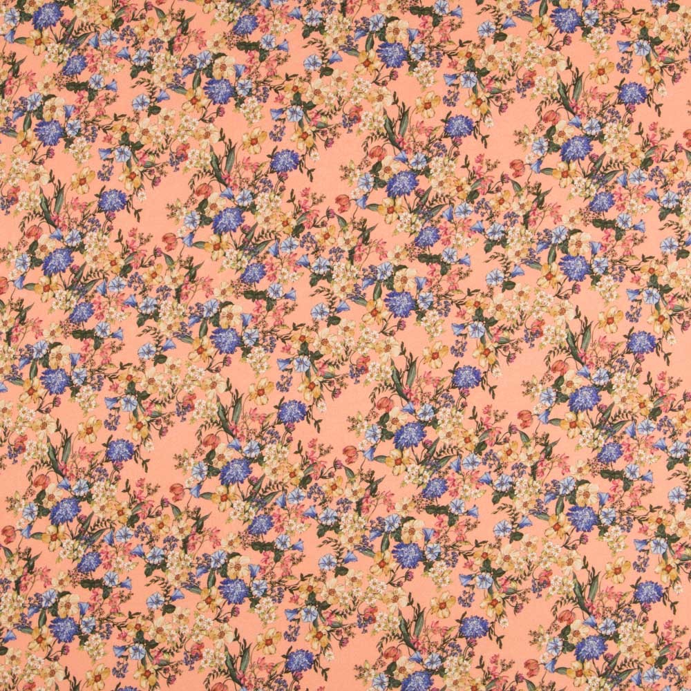 Retal Viscosa Estampada Botánico Melocotón 100x145 cm - Ribes y Casals