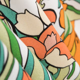 Viscosa Estampada Flor Naranja Blanco - Ribes y Casals