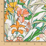 Viscosa Estampada Flor Naranja Blanco - Ribes y Casals