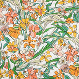 Viscosa Estampada Flor Naranja Blanco - Ribes y Casals