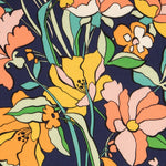 Viscosa Estampada Flor Naranja Marino - Ribes y Casals