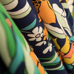 Viscosa Estampada Flor Naranja Marino - Ribes y Casals