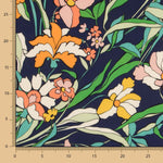 Viscosa Estampada Flor Naranja Marino - Ribes y Casals