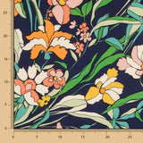 Viscosa Estampada Flor Naranja Marino - Ribes y Casals