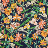 Viscosa Estampada Flor Naranja Marino - Ribes y Casals