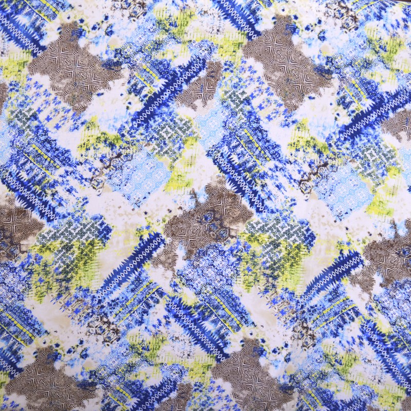 Viscosa Estampada Mosaico Azul - Ribes y Casals