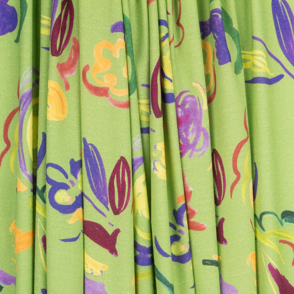 Viscosa Estampada Pistacho Flor - Ribes y Casals