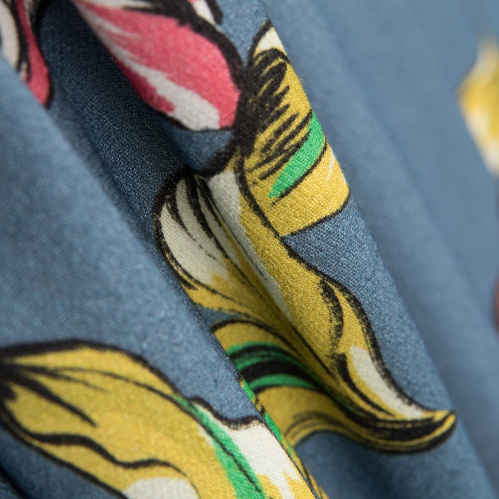 Viscosa Estampada Tulipán Petróleo - Ribes y Casals