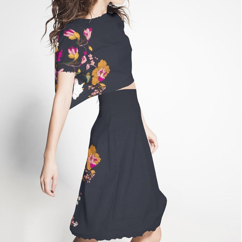 Viscosa Floral Azul Noche - Ribes y Casals