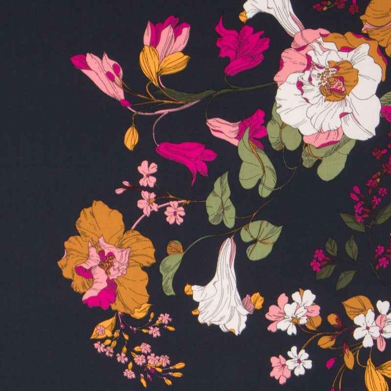 Viscosa Floral Azul Noche - Ribes y Casals