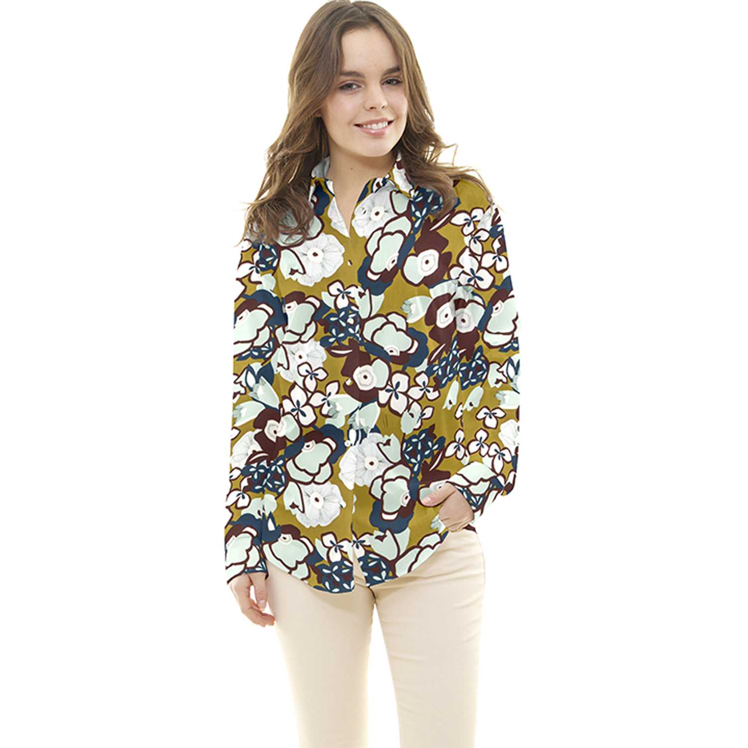 Viscosa Floral Verde Militar - Ribes y Casals