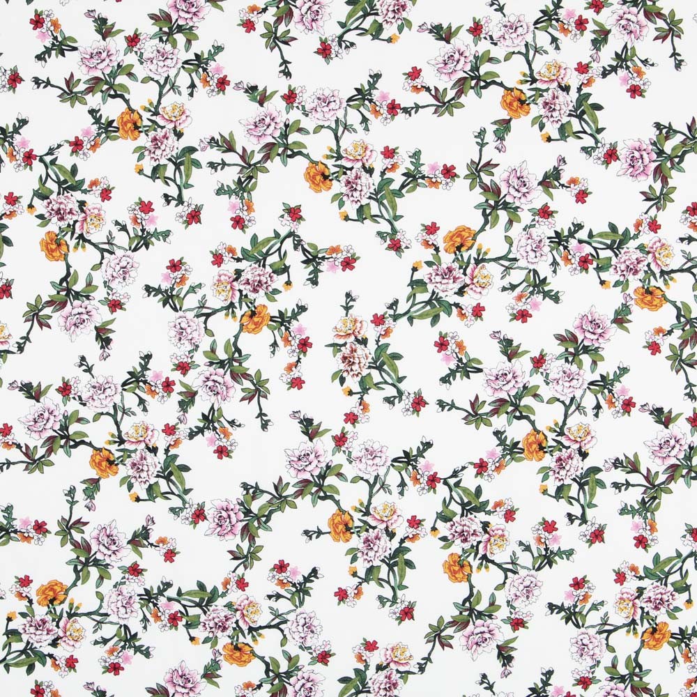 Viscosa Flores Cretoneras Blanco - Ribes y Casals