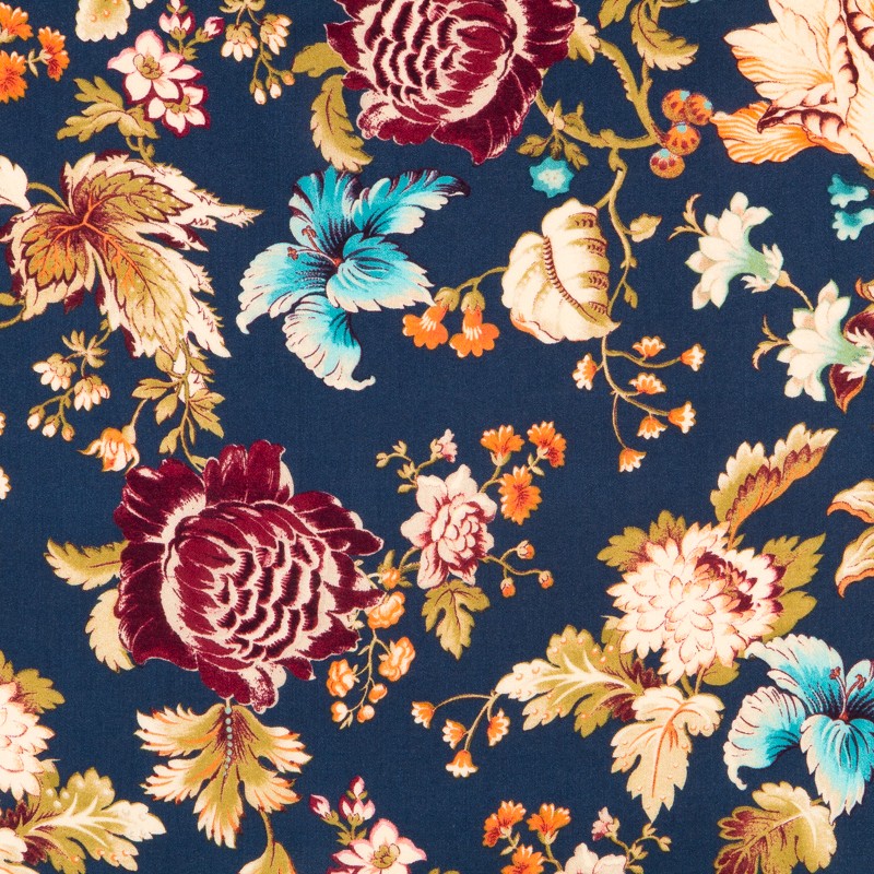 Viscosa Noche Floral Navy - Ribes y Casals