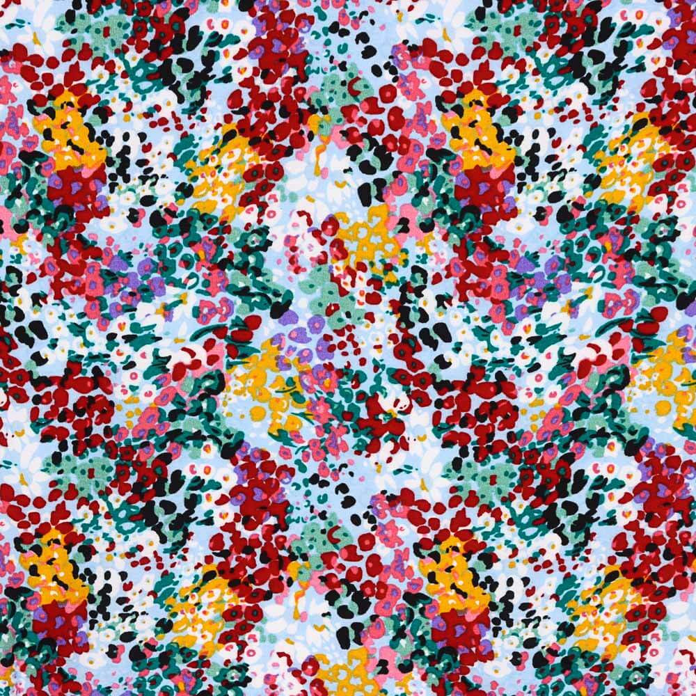 Viscosa Confetti Flor Azul Claro - Ribes y Casals