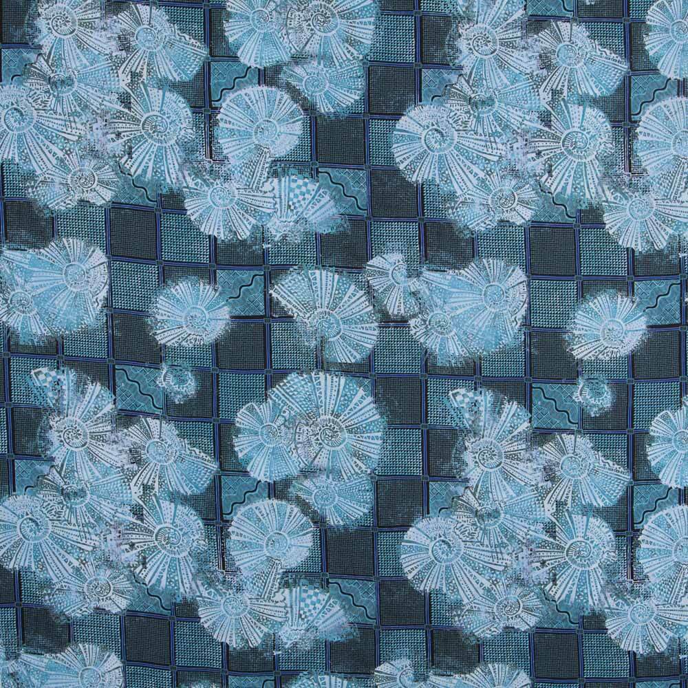 Viscosa Azul Denim Caracolas - Ribes y Casals