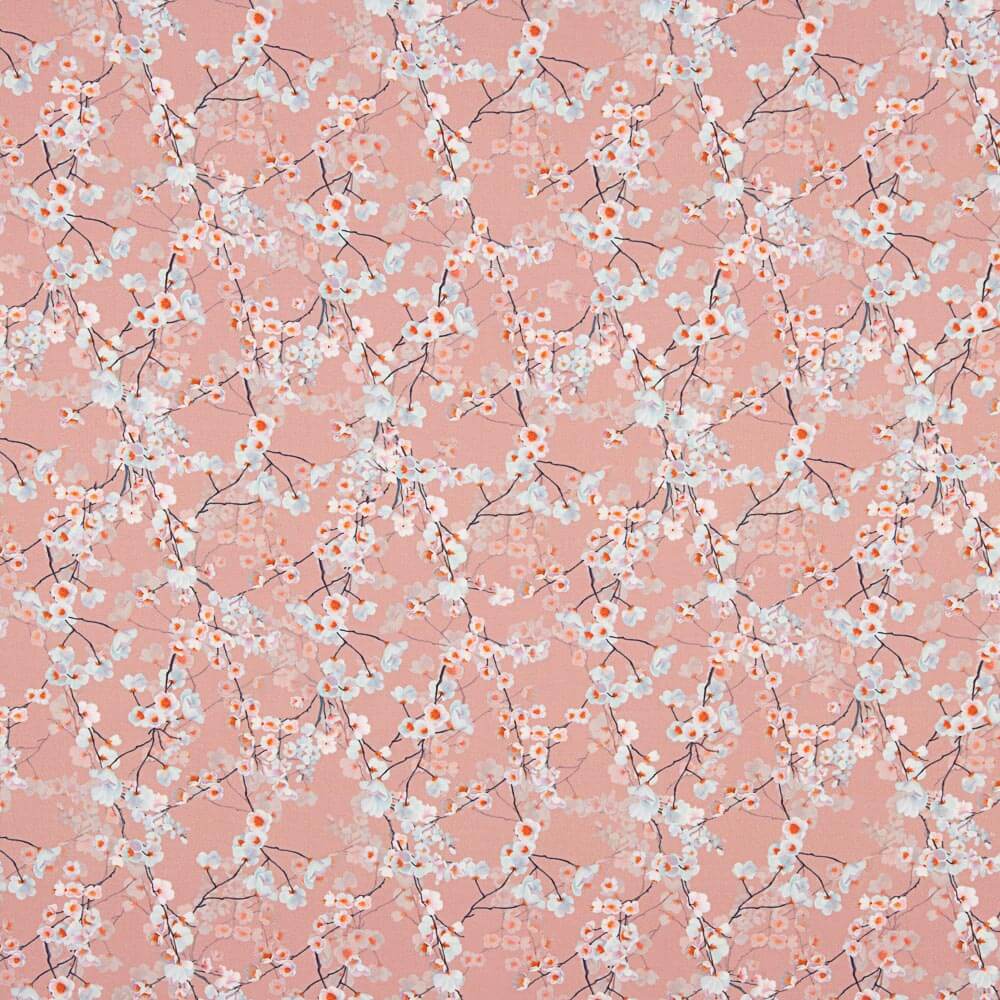 Viscosa Estampada Flor Japón Rosa Maquillaje - Ribes y Casals