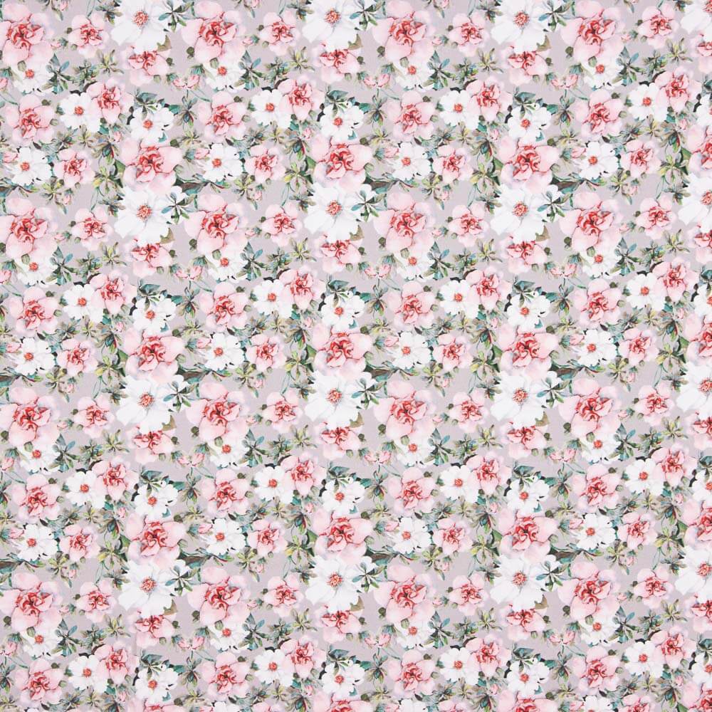 Viscosa Estampada Flores Rosa Bombón - Ribes y Casals