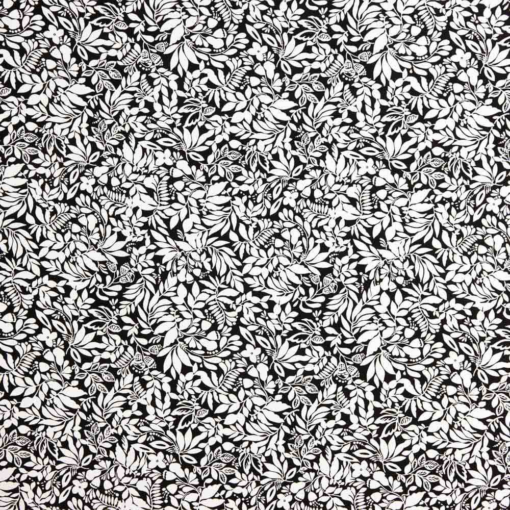 Viscosa Estampada Hojas Bicolor Negro - Ribes y Casals
