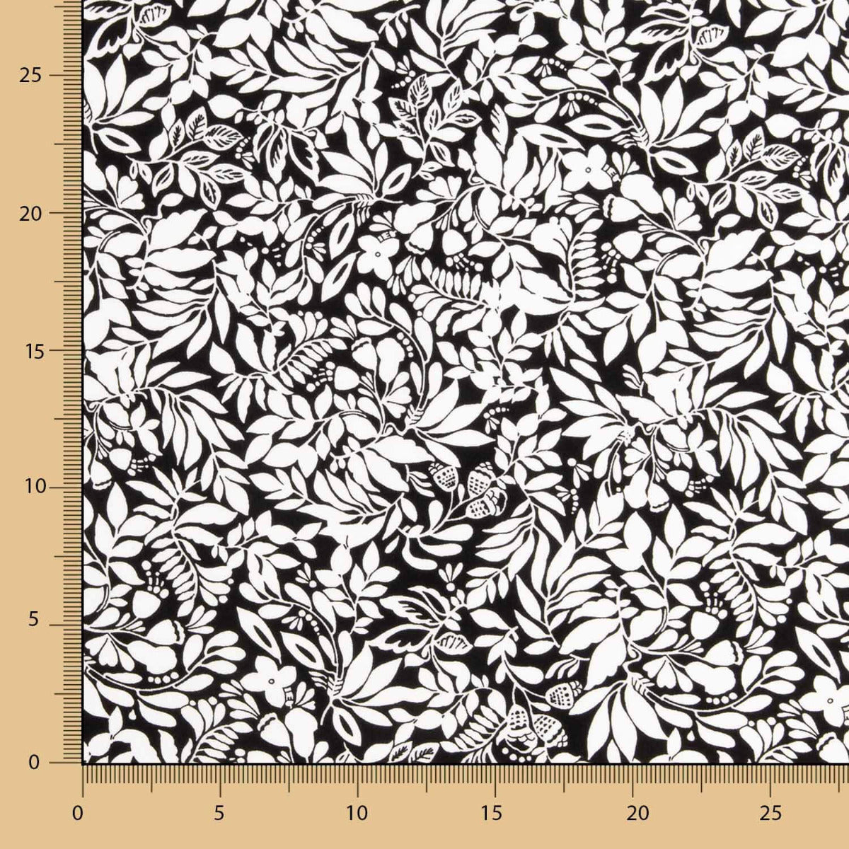 Viscosa Estampada Hojas Bicolor Negro - Ribes y Casals