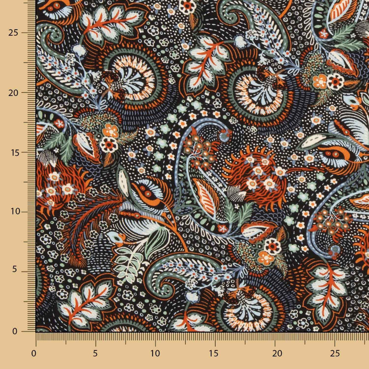 Viscosa Estampada Paisley Granate - Ribes y Casals