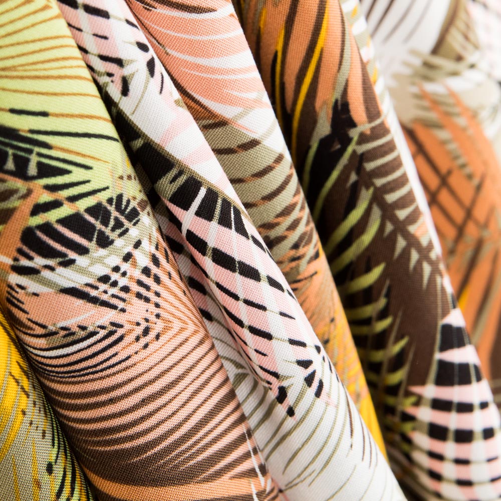 Viscosa Estampada Palmas Amarillo - Ribes y Casals