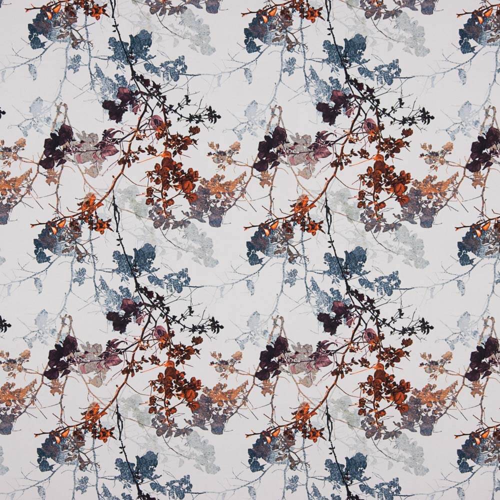 Viscosa Estampada Ramas Gris Perla - Ribes y Casals