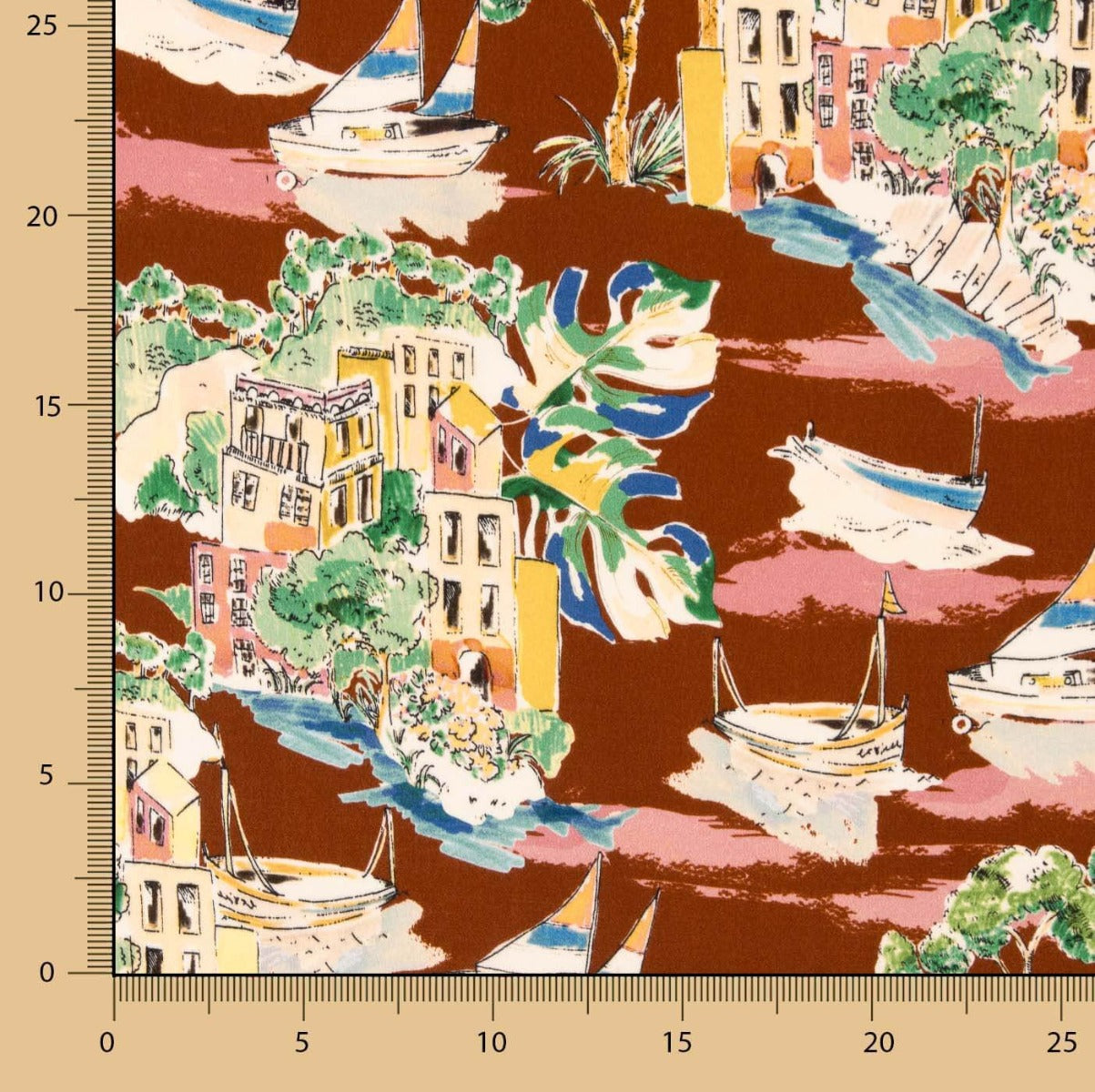 Retal Viscosa Estampada Town 150x145 cm - Ribes y Casals