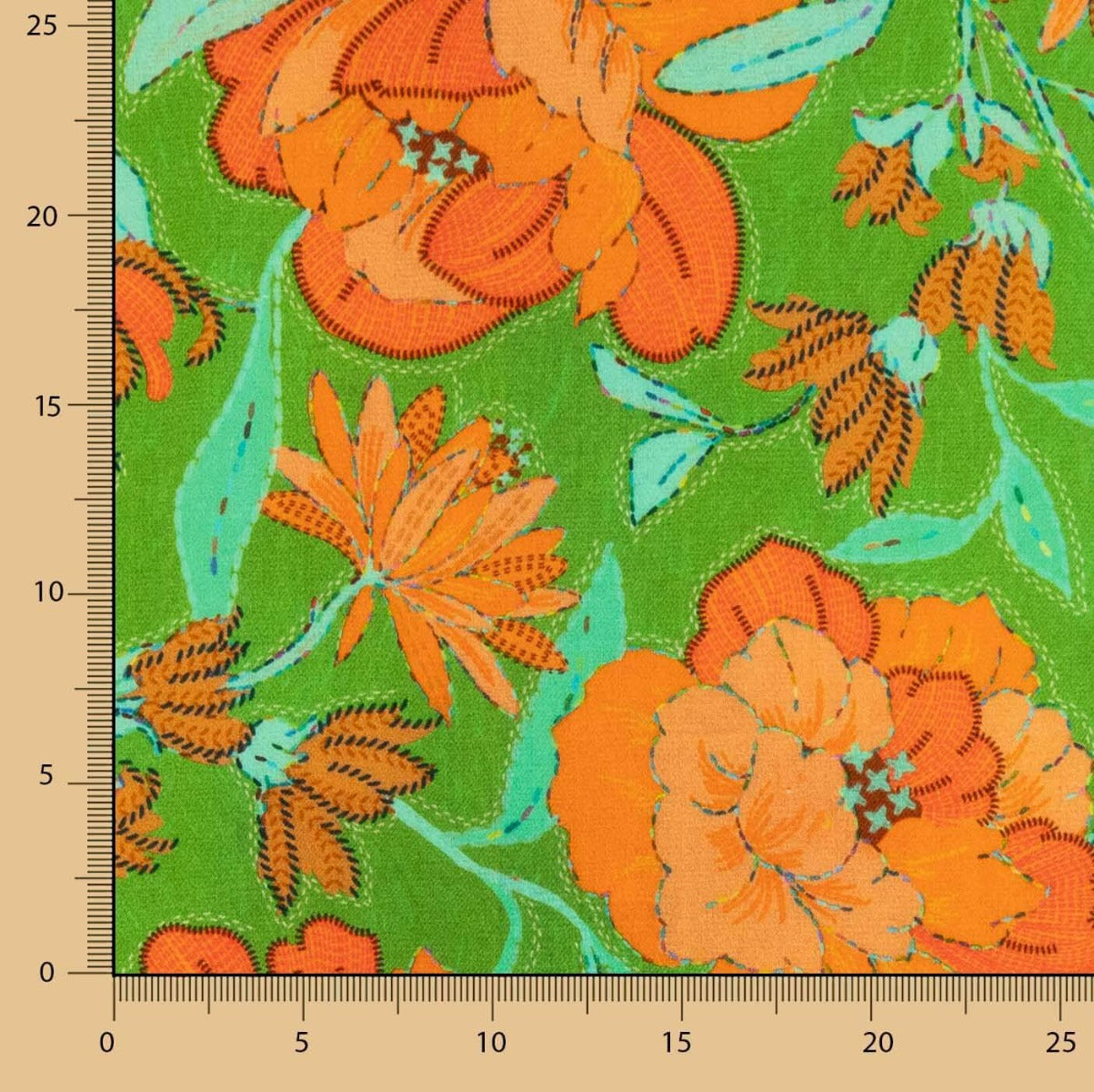 Viscosa Flor Malibú Verde - Ribes y Casals