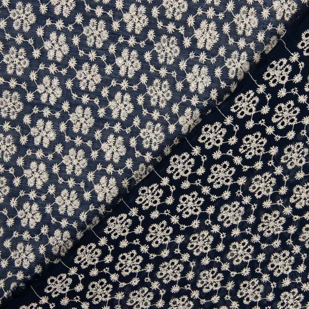 Viscosa Marino Flor Bordada - Ribes y Casals
