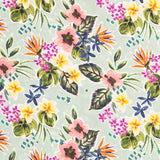 Plana Poliéster Fina Flores Verde Agua - Ribes y Casals