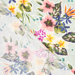 Plana Poliéster Fina Flores Verde Agua - Ribes y Casals