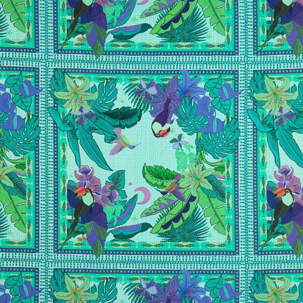 Viscosa Recuadro Tropical Azul - Ribes y Casals