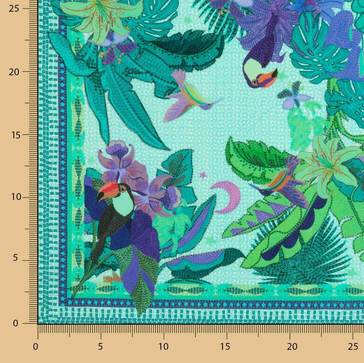 Viscosa Recuadro Tropical Azul - Ribes y Casals