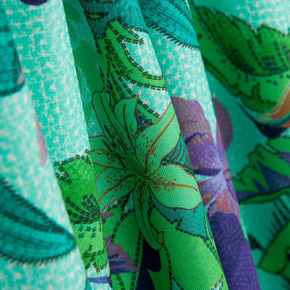 Viscosa Recuadro Tropical Azul - Ribes y Casals